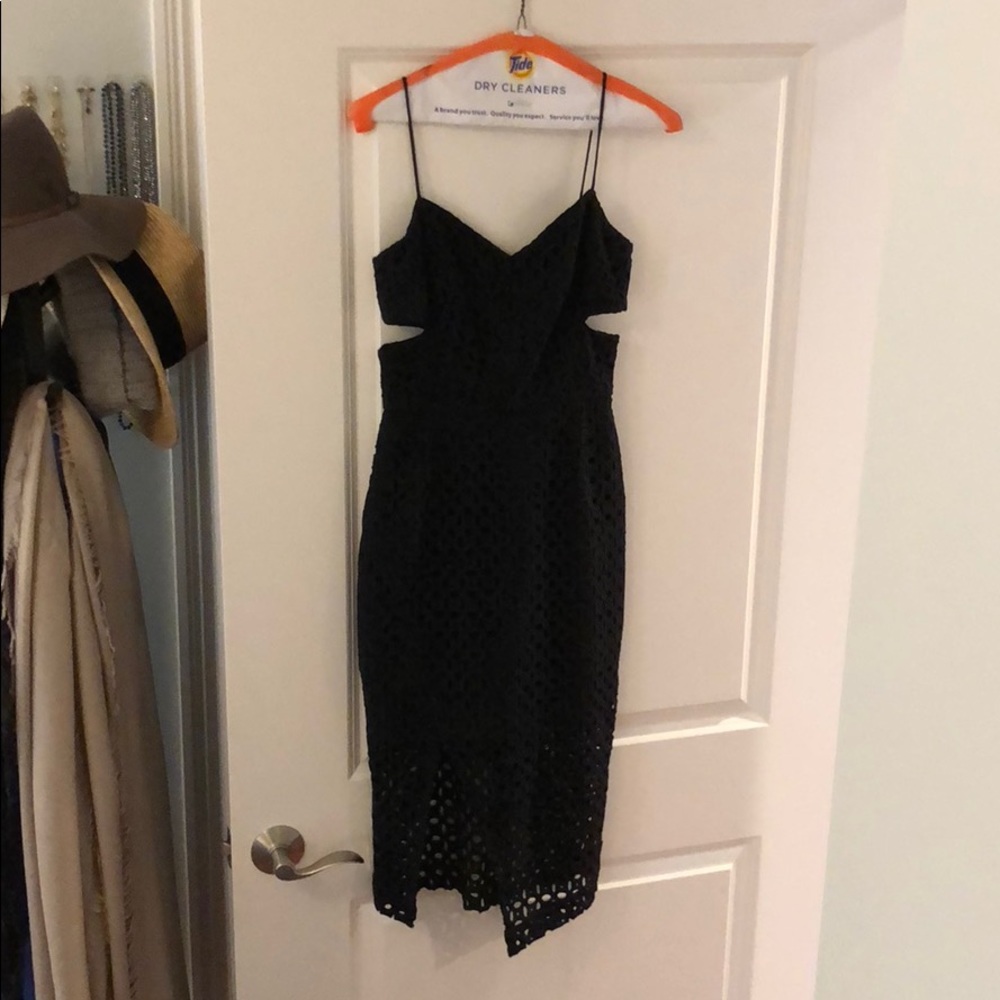 Nicholas black eyelit dress with cut outs